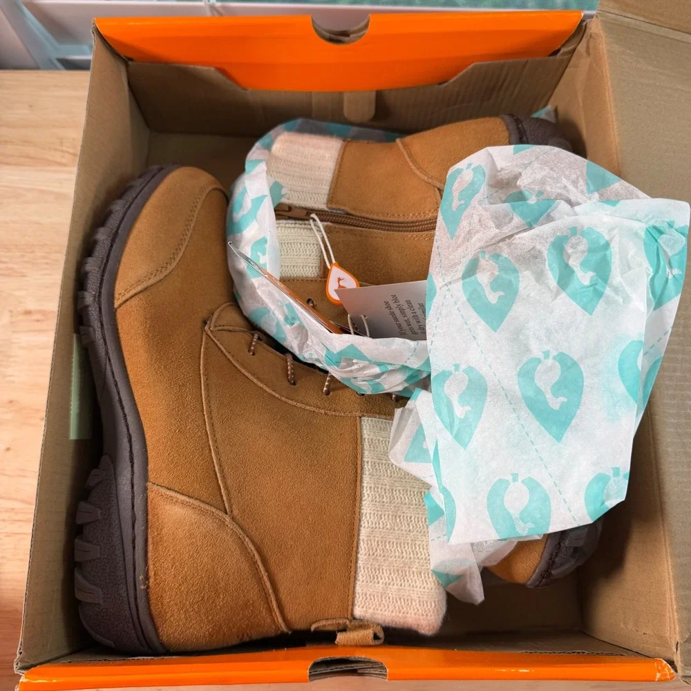 Sporto Boho Camel Brown Suede Winter Ankle Boots Sweater Cuff Womens 9 M